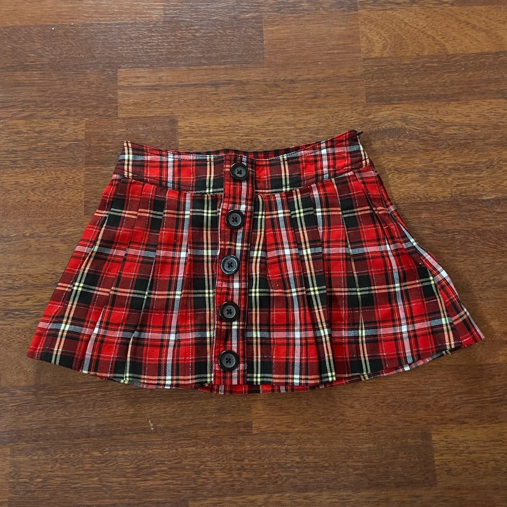 💕Vintage Justice plaid red skirt